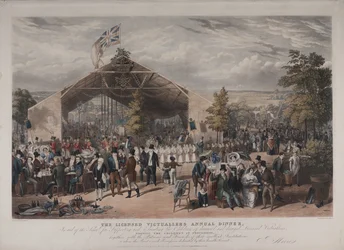 Uitzicht op het jaarlijkse diner van de Licensed Victuallers in de Mermaid Tavern, Hackney, 1866